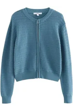 Next Bomberjacke Gestrickte Bomberjacke mit Reißverschluss (1-St) blau XL