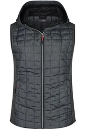 James & Nicholson Steppweste , JN 767 Damen Strick Hybrid Gilet grau L