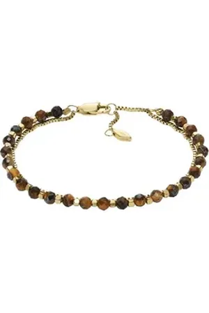Fossil Armband Damen-Armband Edelstahl, Metall Tigerauge, JEWELRY goldfarben