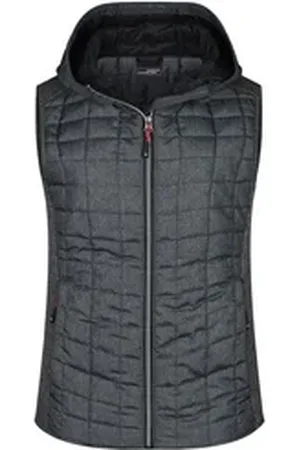 James & Nicholson Steppweste , JN 767 Damen Strick Hybrid Gilet grau XL
