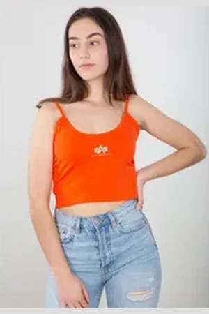 Alpha Industries Muscleshirt Women - Tanks Basic Crop-Top SL Women rot M