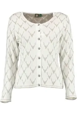 OS-TRACHTEN OS Trachten Strickjacke Ewipe Tailliert, lang geschnitten, Rundhals, Allover-Stick, Metallknöpfe beige 46
