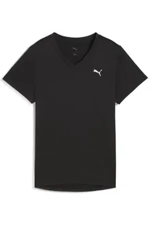 PUMA Trainingsshirt TAD ESSENTIALS T-Shirt mit V-Ausschnitt Damen schwarz XL