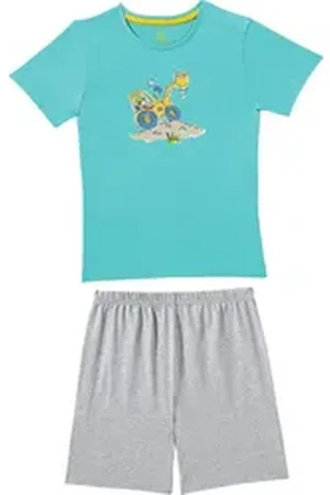 Erwin Müller Pyjama Kinder-Shorty Single-Jersey gemustert grün 146/152