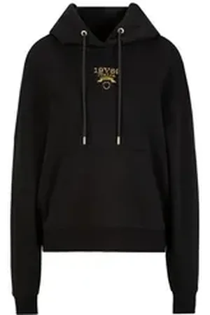 19V69 Italia Hoodie BURNER GOLD LOGO Damen Kapuzenpullover in Schwarz mit goldenem Print schwarz L