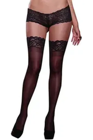 Dreamgirl Halterlose Feinstrümpfe Halterlose Strümpfe schwarz 00005X Queen Size schwarz