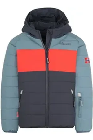 TROLLKIDS Skijacke Hafjell PRO Wasserabweisend blau|rot 104