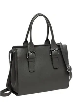 CASPAR Henkeltasche TL807 klassisch elegante Damen Leder Handtasche grau