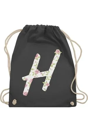 Shirtracer Turnbeutel H Rosen, Geschenk Taschen Initialen Shopper Baumwolle grau