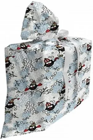 Abakuhaus Spielzeugtruhe Stoffbeutel für Partygeschenke mit 3 Bändern, Eulen Winter Schnee Weihnachten Doodle bunt