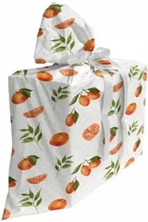 Abakuhaus Spielzeugtruhe Stoffbeutel für Partygeschenke mit 3 Bändern, Burnt orange Aquarell Früchte grün