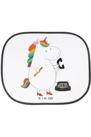 Mr. & Mrs. Panda Sonnenschutz Einhorn Sekretärin - Weiß - Geschenk, Einhörner, Bürohilfe, Bürokraft, Seidenmatt, Vielseitig weiß