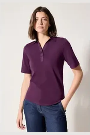 CECIL Poloshirt aus reiner Baumwolle lila L (42)