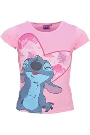 Disney Print-Shirt Lilo und Stitch Mädchen Kinder kurzarm T-Shirt 100% Baumwolle, Gr. 98 bis 128 rosa 110