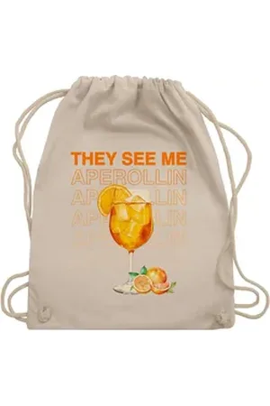 Shirtracer Turnbeutel They see me Aperollin, Aperol Spritz, Holy Aperoli, Geschenk Aperol, Party & Alkohol weiß