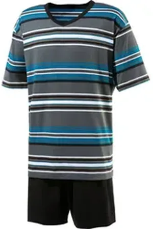Erwin Müller Pyjama Herren-Shorty Single-Jersey Streifen grau 56