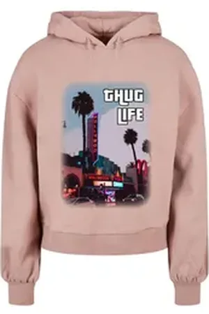 Merchcode Kapuzenpullover Damen Laides Grand Thug Life Organic Oversized Hoody (1-tlg) rosa S