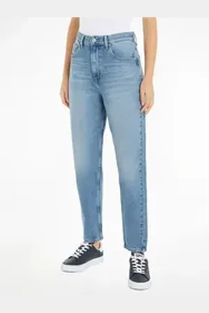 Tommy Hilfiger Mom-Jeans High waist - Mom-Jeans Tapered mit Logo-Stickereien blau 26