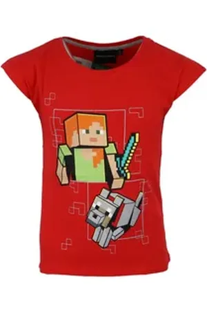 Minecraft T-Shirt Alex Kinder Mädchen kurzarm Shirt Gr. 104 bis 128 rot 116