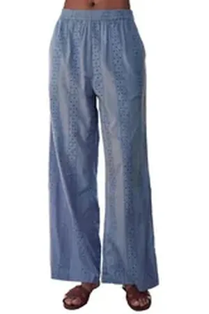 Laura Ashley Strandhose Strandhose mit Lochstickerei (1-tlg) blau L