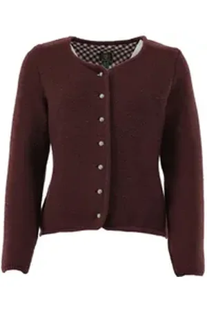 OS-TRACHTEN OS Trachten Strickjacke Forivo tailliert, Rundhalsausschnitt, 1/1-Arm, Wiener-Nähte rot 38