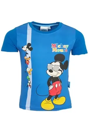 Disney Print-Shirt Mickey Maus Kinder Jungen T-Shirt kurzarm Shirt 100% Baumwolle, Gr. 92 bis 116 blau 110
