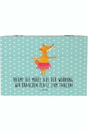 Mr. & Mrs. Panda Dekokiste Fuchs Ballerina 22 x 15 cm - Türkis Pastell - Geschenk, Schatulle, Au (1 St), Schatztruhe blau 22 cm x 15 cm x 12 cm