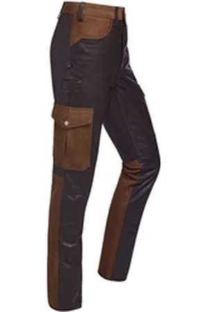 la chasse ® Lederhose Cargo-Büffellederhose "Colmar" mit Canvas-Besatz Jagdhose Herren NEU braun 58