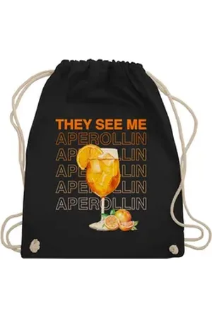 Shirtracer Turnbeutel They see me Aperollin, Aperol Spritz, Holy Aperoli, Geschenk Aperol, Party & Alkohol schwarz