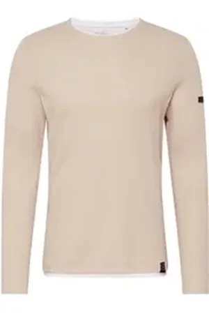 Key Largo Rundhalspullover STEFANO (1-tlg) beige|schwarz S