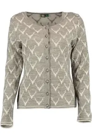 OS-TRACHTEN OS Trachten Strickjacke Wilumi Tailliert, lang geschnitten, Rundhals, Allover-Stick, Metallknöpfe beige 36
