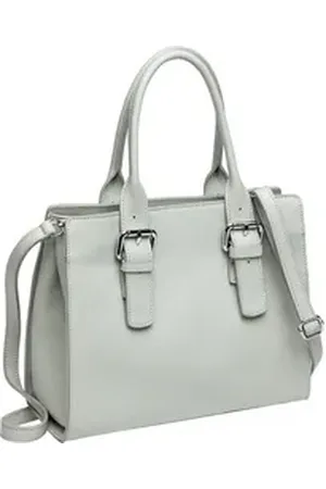 CASPAR Henkeltasche TL807 klassisch elegante Damen Leder Handtasche grau