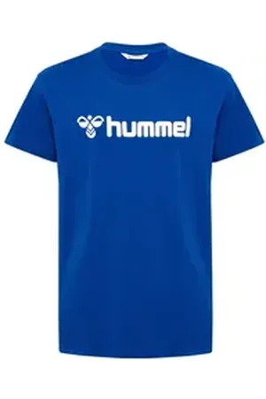 Hummel T-Shirt T-Shirt mit Logo Print aus Bio-Baumwolle (1-tlg) hmlGO 2.0 LOGO T-SHIRT S/S KIDS blau 128