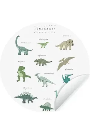 MuchoWow Wandsticker Kinderzimmer - Dinosaurier - Weiß - Jungen - Mädchen - Kinder (1 St), Selbstklebende Runde Vliestapete, Wohnzimmer, 140x140 cm bunt 140 cm x 140 cm x 0.1 cm