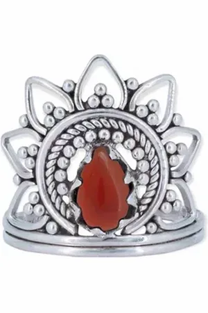 mantraroma Silberring MUDARA-SATU aus 925 Silber mit Karneol (Ring mit Schmuckbeutel), Damenring aus 925er Silber orange 50