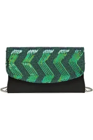 MISS LULÙ Clutch Elegante Damen Abendtasche Kettentasche grün|schwarz