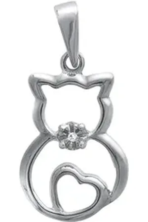 Firetti Kettenanhänger Schmuck Geschenk Silber 925 Halsschmuck Anhänger Katze, mit Zirkonia (synth) silberfarben