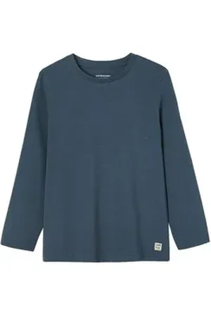 Vertbaudet Langarmshirt Jungen Langarmshirt BASIC Zierlabel am Saum blau 86