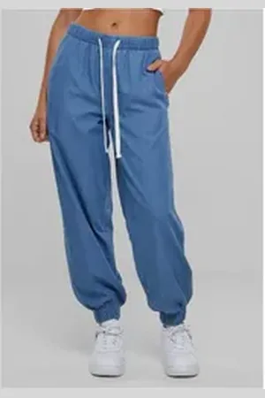 Urban classics Trainingshose Ladies Light Denim Jogpants blau M