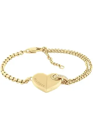 Tommy Hilfiger Armkette BOLD HEARTS, Herz, 2780928, 2780929, mit Emaille - mit Glasstein gelb|goldfarben