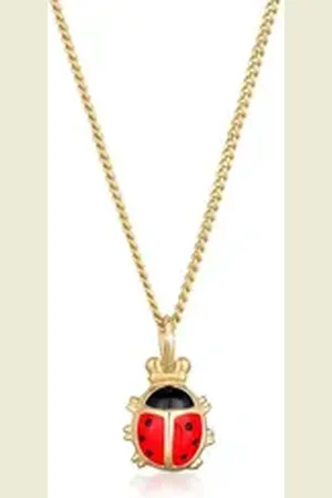 Elli Kette mit Anhänger Kinder Marienkäfer Glücksbringer 925 Silber, Marienkäfer goldfarben