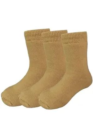 Yalion Langsocken Lange Socken weiche Kinder Socken mit Vollplüsch einfarbig atmungsaktiv braun EU 15/16