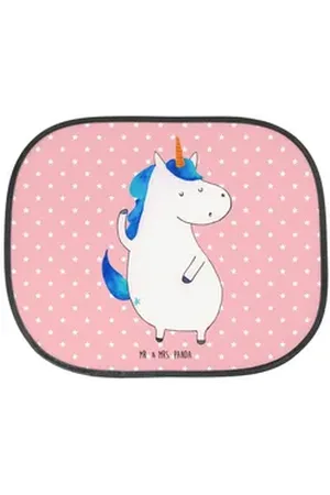 Mr. & Mrs. Panda Sonnenschutz Einhorn Mann - Rot Pastell - Geschenk, Einhorn Deko, Sonne Auto, Sonn, Seidenmatt, Schöner Look rot