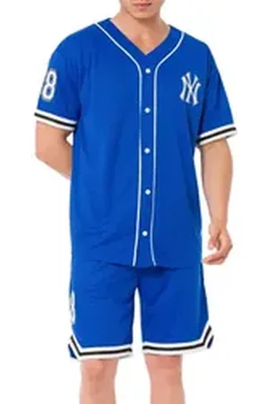Redbridge Jogginganzug Baseball-Set mit Knopfleiste – Zweiteiler, Sportlicher Look (2-tlg) blau L