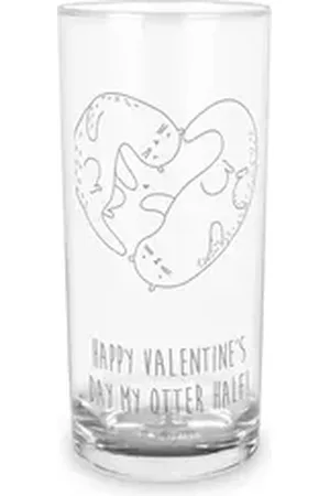 Mr. & Mrs. Panda Glas Otter Valentine 400 ml - Transparent - Geschenk, Geschenk für Frauen, Premium Glas, Praktisches Design