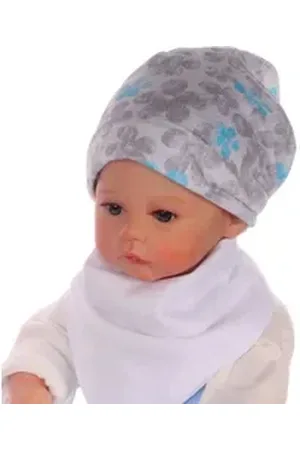 La Bortini Bandana Baby Kopftuch Sommer Mütze mit Blumen Tuch, aus reiner Baumwolle, 40 41 42 43 44 mit Blumen Muster grau
