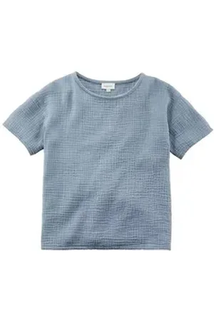hessnatur T-Shirt Musselin aus reiner Bio-Baumwolle (1-tlg) blau 158/164