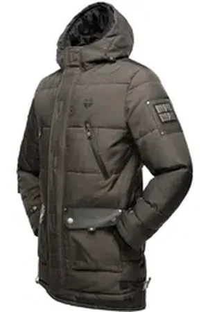 Stone Harbour Winterjacke Tahaa Warm gefütterter Herren Wintermantel mit doppelter Kapuze schwarz L (52)