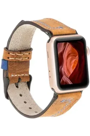 Burkley Smartwatch-Armband Exklusives Vintage Lederarmband, Handmade Stil 22 blau|braun