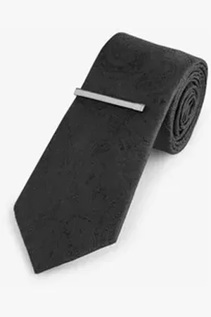 Next Krawatte Schmale Design-Krawatte und Krawattenclip (2-St) schwarz